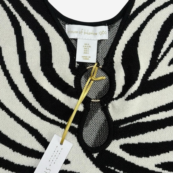 House Of Harlow 1960 Zebra Print Fitted Knit Maxi Dress Size L NWT - Picture 8 of 11